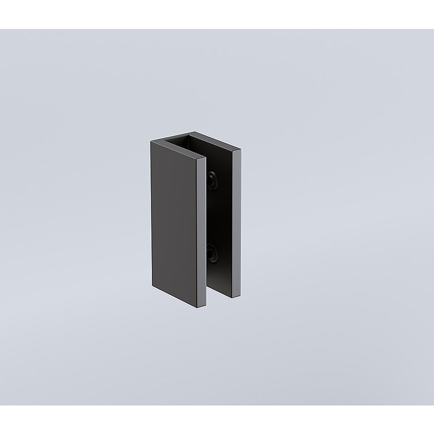 100x80cm Corner Frameless Shower Screen with Black Brackets and Brass Hinges, Square Knob Handle