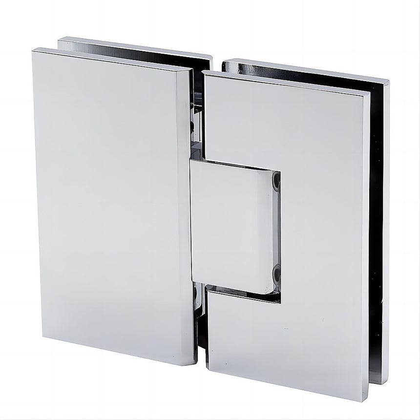 100x70cm Corner Frameless Shower Screen with Chrome Channel and Brass Hinges, Square Knob Handle