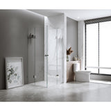 100x100cm Double Door Corner Shower Screen with Chrome Brackets and SS Hinges, Square knob Handle