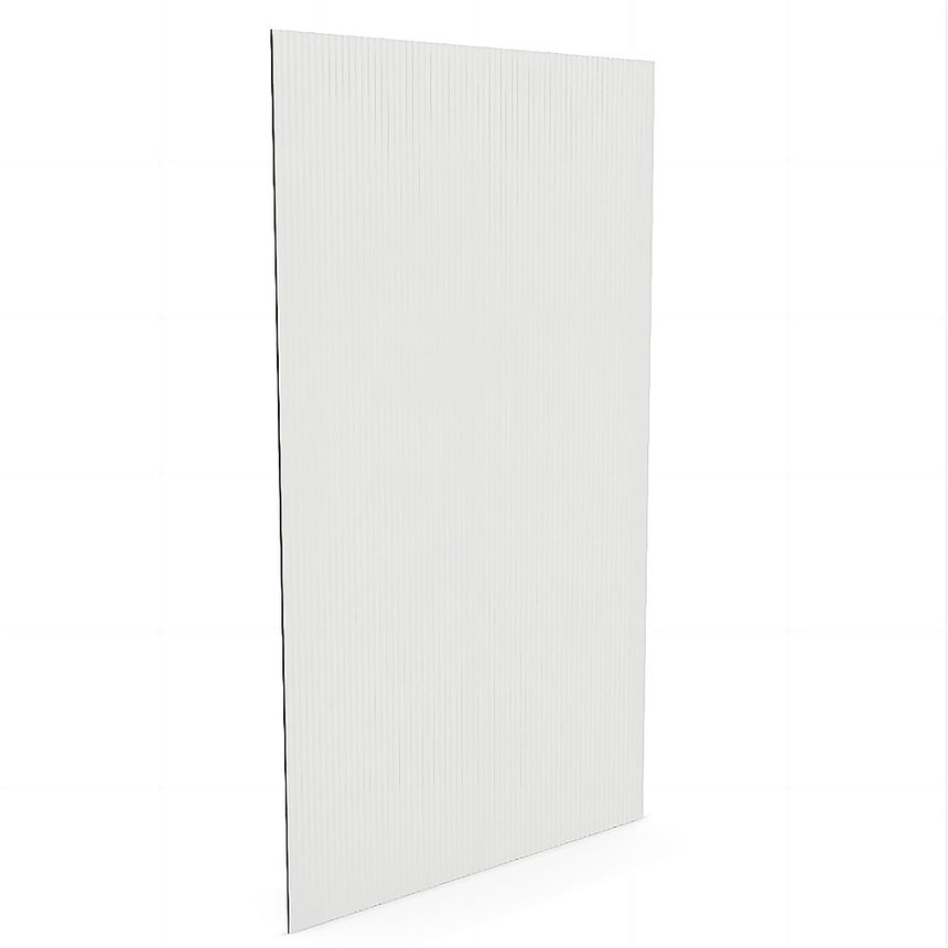 100cm Reeded Single Shower Glass Screen with White Wall F-Brackets