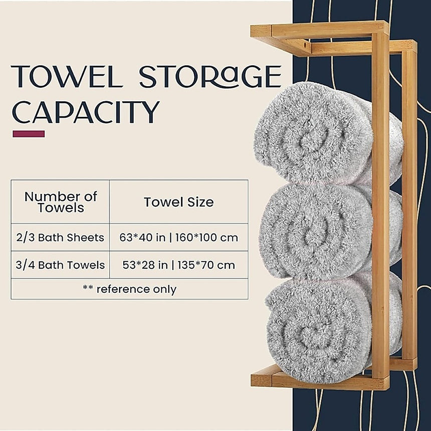 Wall Towel Rack for Rolled Towels Bathroom Storage