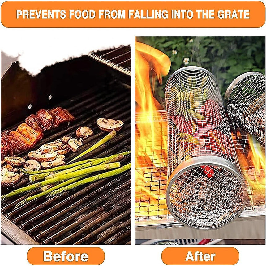 2pc BBQ Basket Round Campfire Grid Cookware