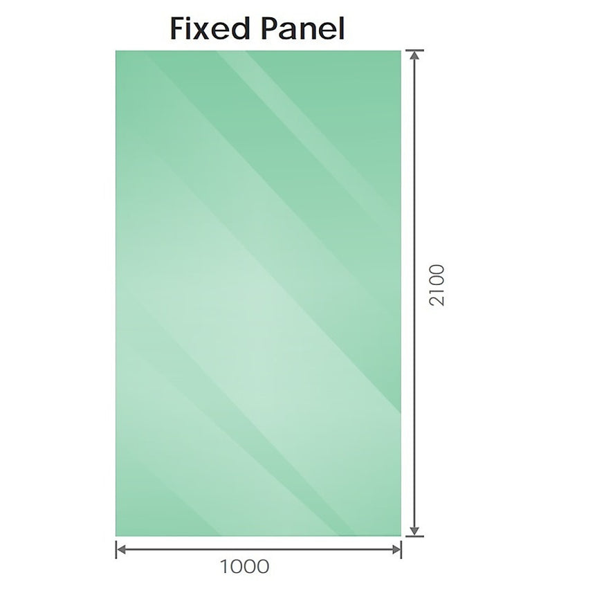 100x210cm Single Shower Glass Screen with Nickel Wall F-Brackets