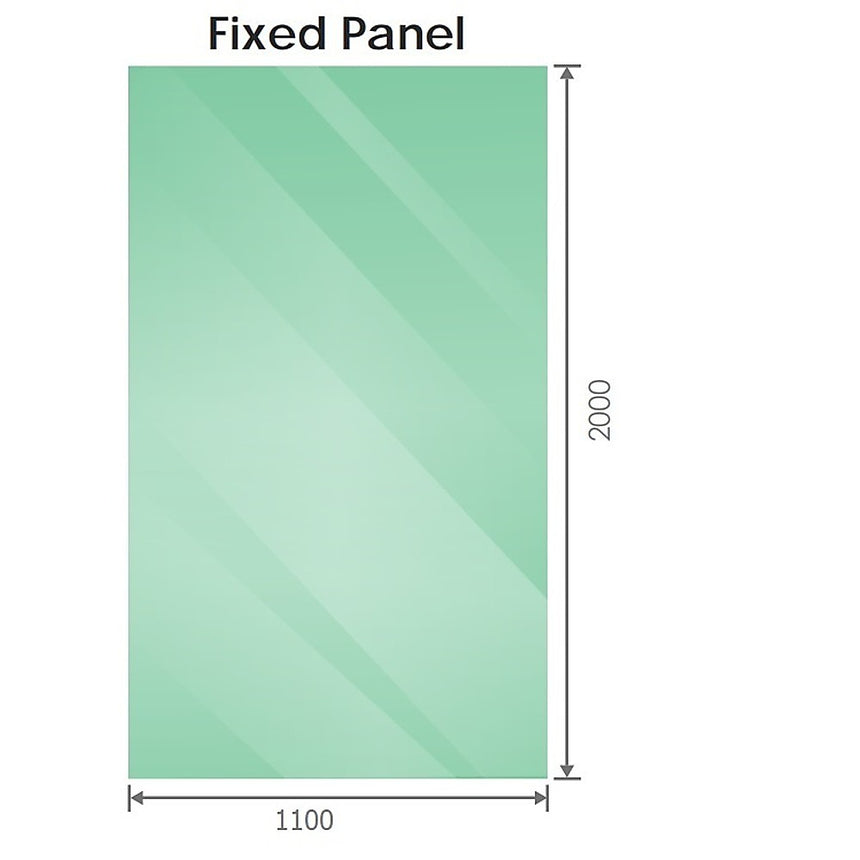 110x200cm Single Shower Glass Screen with Chrome Wall Channel