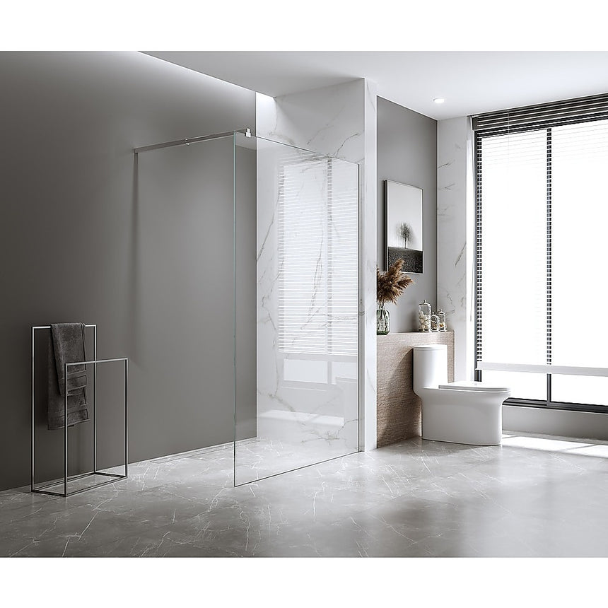 110x200cm Single Shower Glass Screen with Nickel Wall Channel