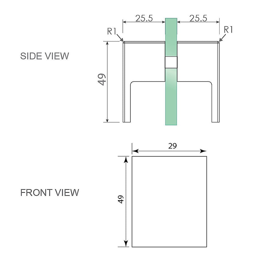 Brass Shower Door Square double pull Handle in Black