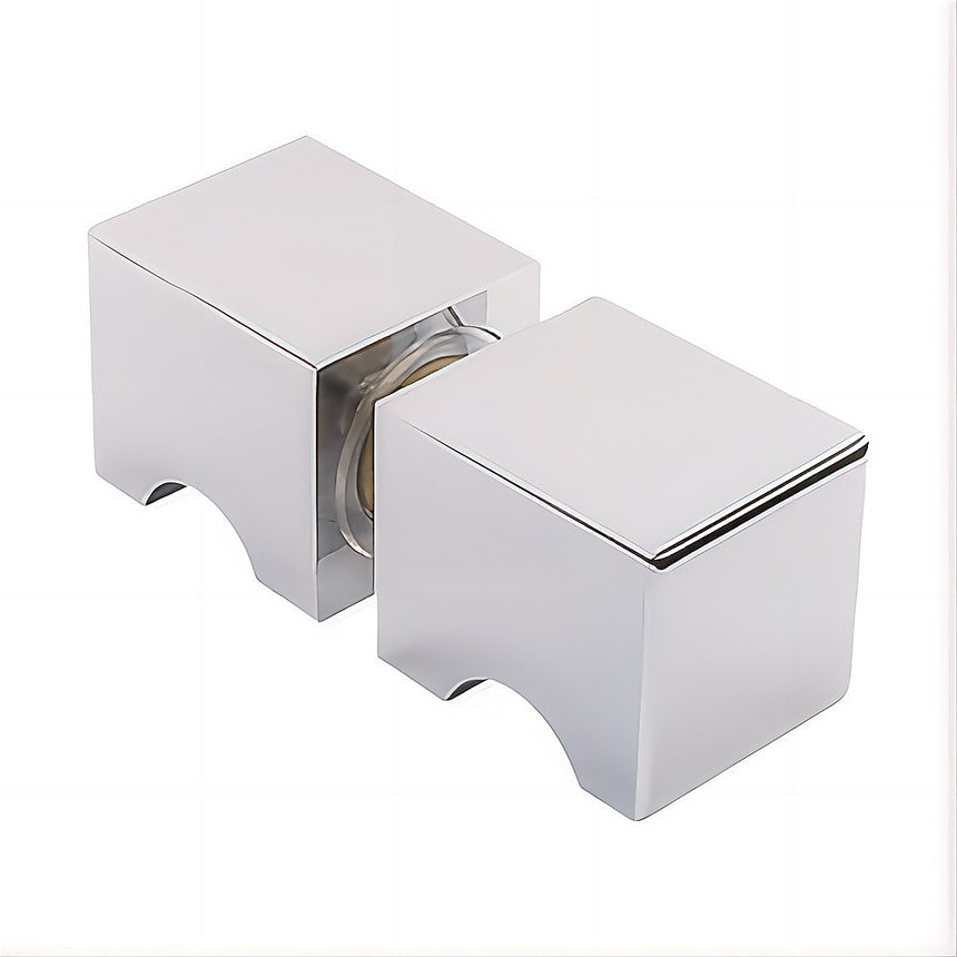 Brass Shower Door Square knob Handle in Chrome