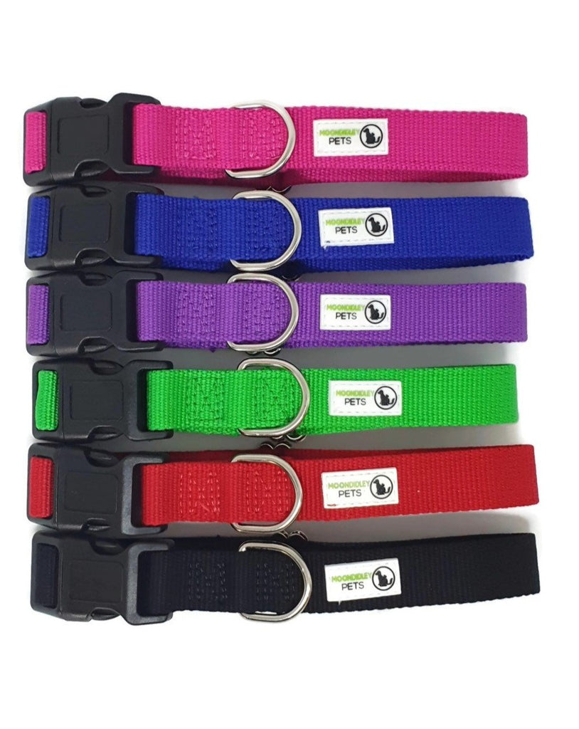 100% Pure Bamboo Fibre Dog Collar Plastic Buckle - Moondidley Pets Small Black