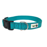 Nylon w/Reflective Stitching Dog Collar Medium Turquoise - Moondidley Pets