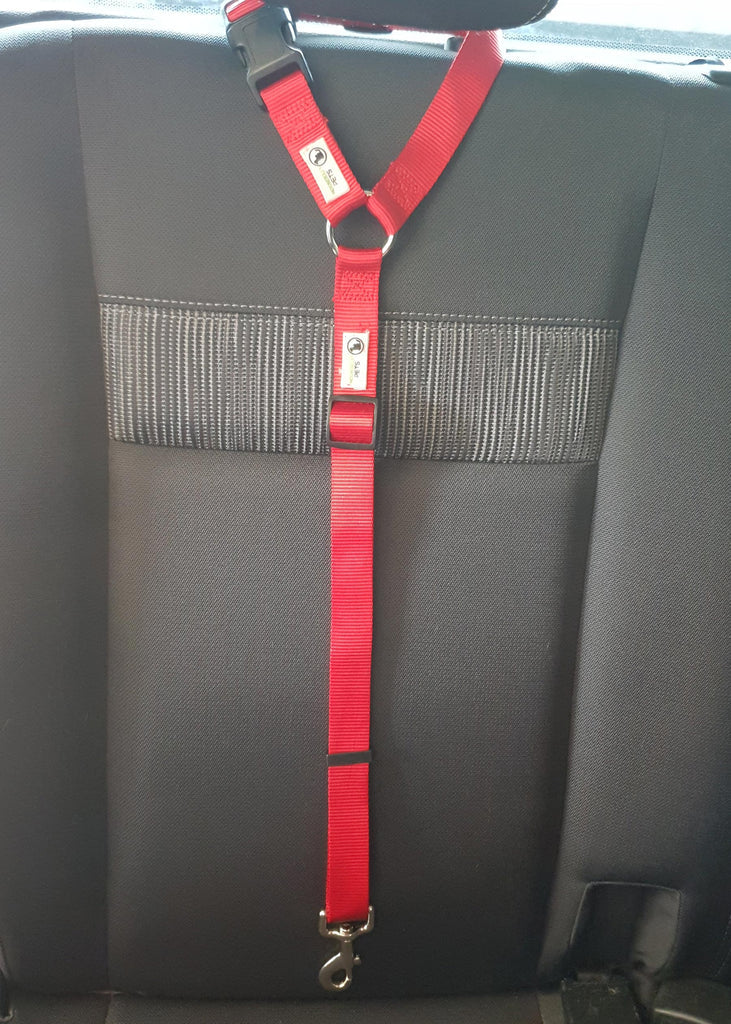 Dog Seatbelt Headrest Restraint Safety Travel - Moondidley Pets Red