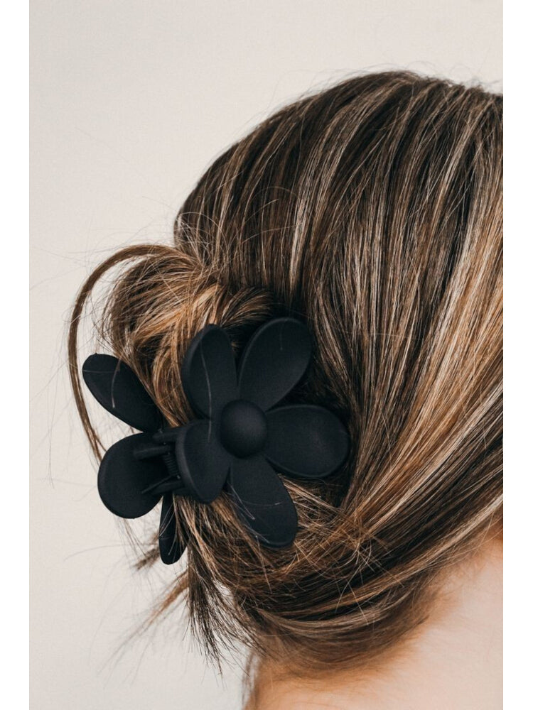 Claw Clip - Flower - Black