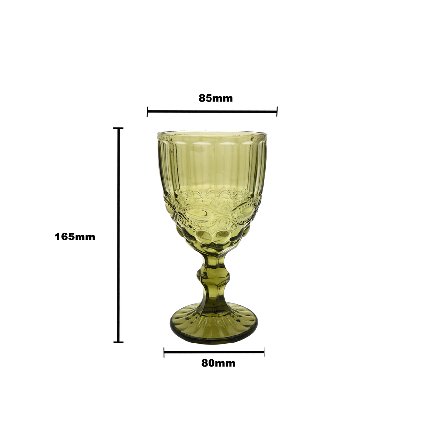 Faubourg Embossed Wine Glass - 310ml Green