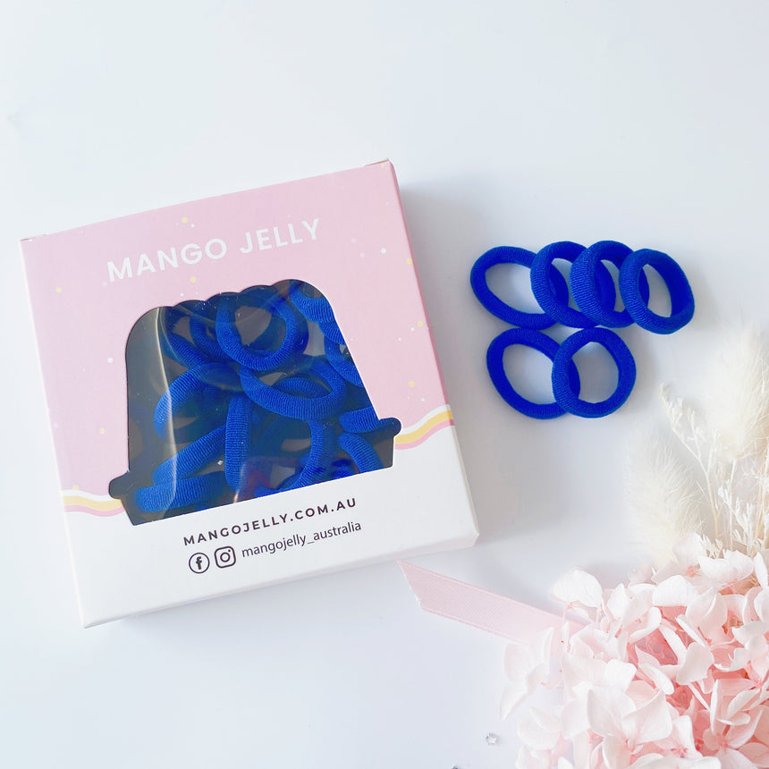 MANGO JELLY Metal Free Hair Ties (3cm) - School Colour Blue 36P - One Pack