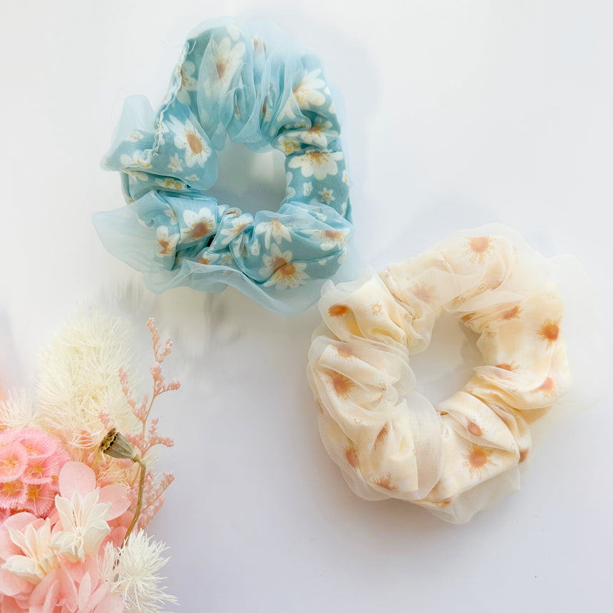 MANGO JELLY Daisy Scrunchies 2P - Blue