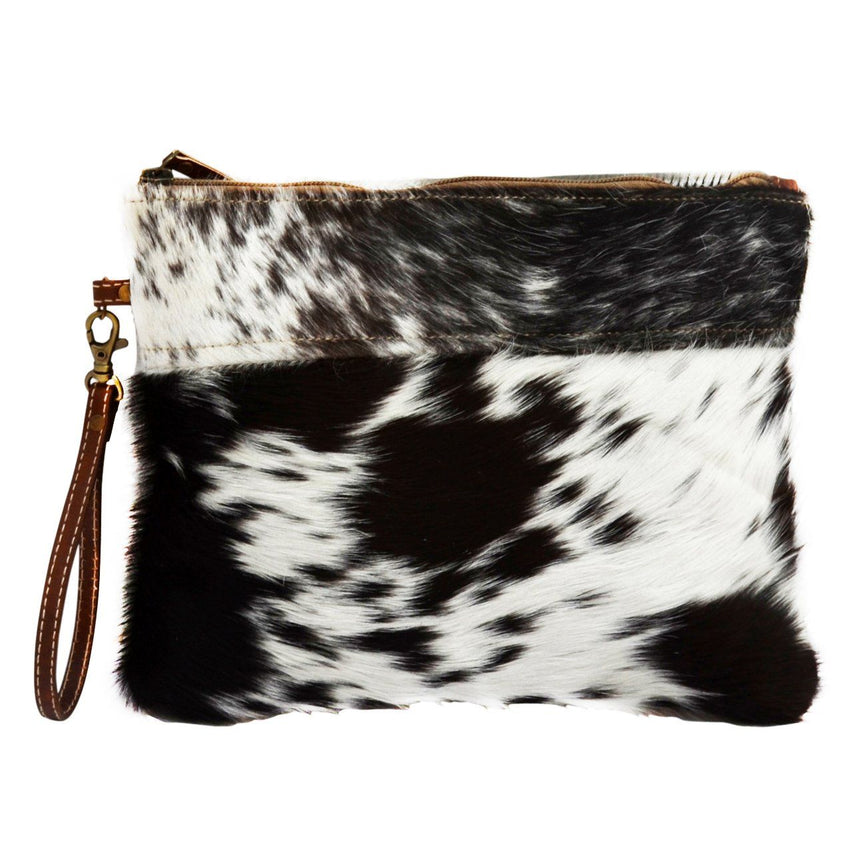 EVERYDAY COWHIDE ZIP CLUTCH BAG