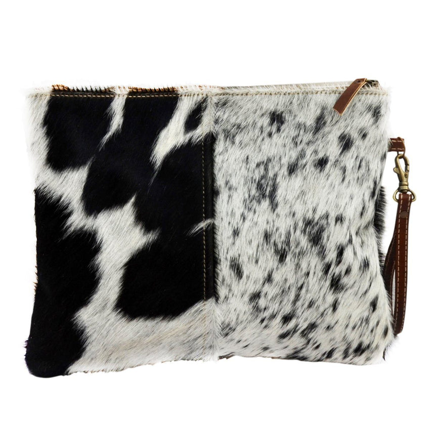 EVERYDAY COWHIDE ZIP CLUTCH BAG