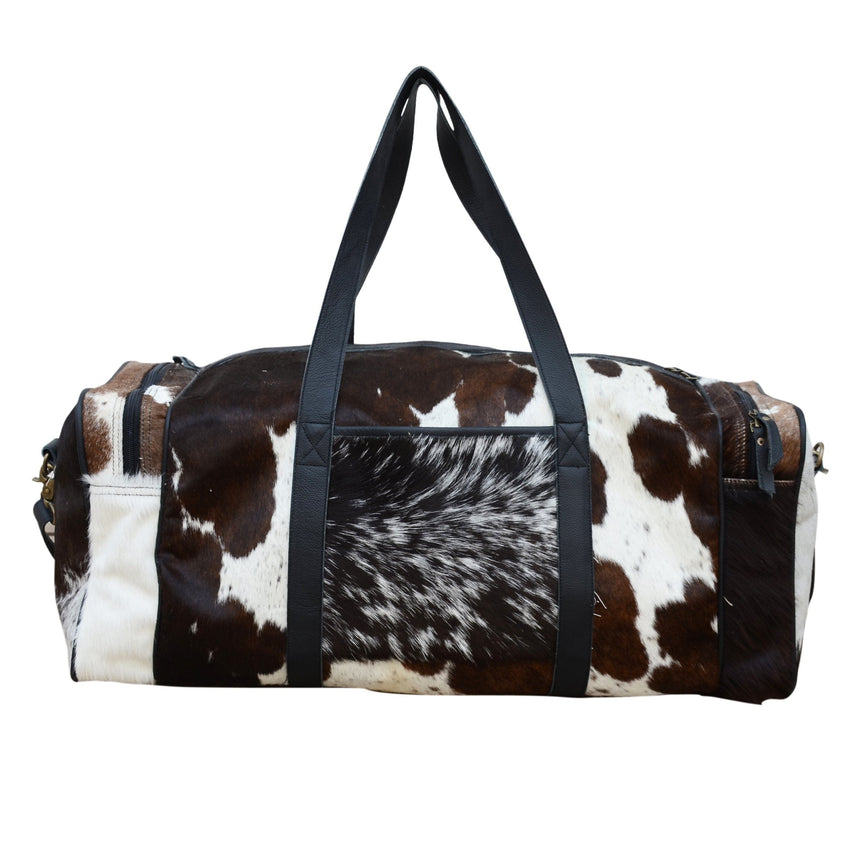 COWHIDE PATCH OVERNIGHT BAG