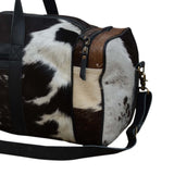 COWHIDE PATCH OVERNIGHT BAG