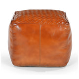 SQUARE LATTICED LEATHER OTTOMAN