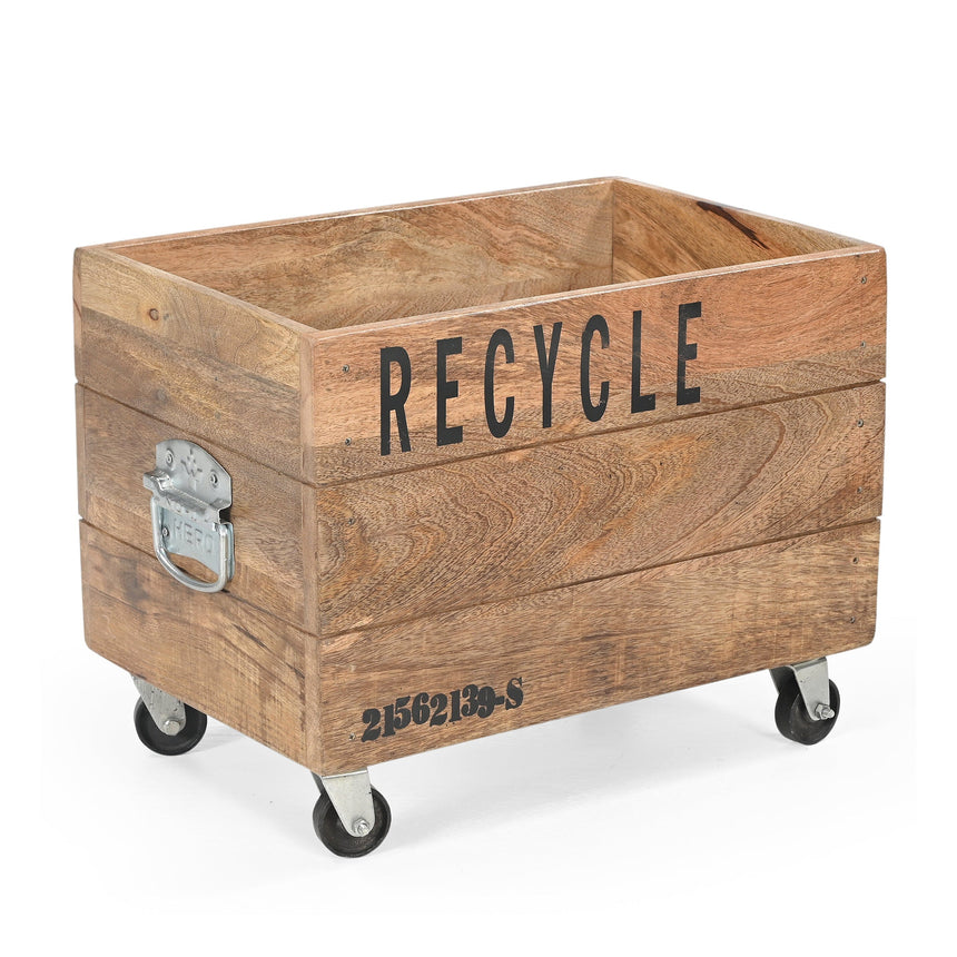 INDUSTRIAL RECYCLE BASKET ON CAST IRON WHEELS