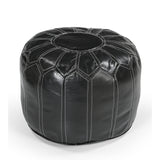 MOROCCAN LEATHER OTTOMAN BLACK