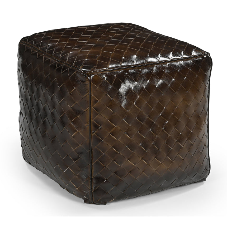 GENUINE LEATHER LATTICE OTTOMAN