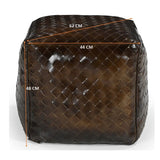 GENUINE LEATHER LATTICE OTTOMAN