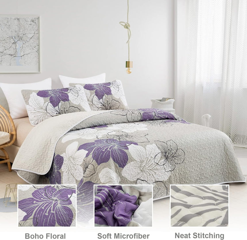 Serene Quilted bedspread and pillowcovers set: Enjoy Tranquil Comfort - Queen size