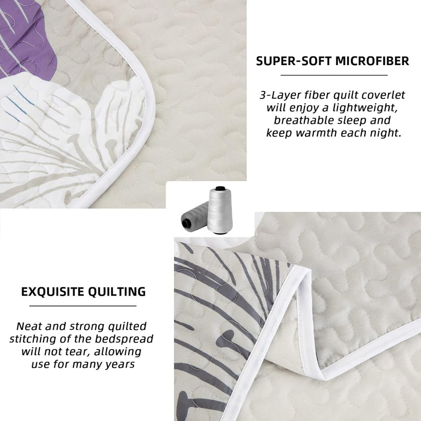 Serene Quilted bedspread and pillowcovers set: Enjoy Tranquil Comfort - Queen size