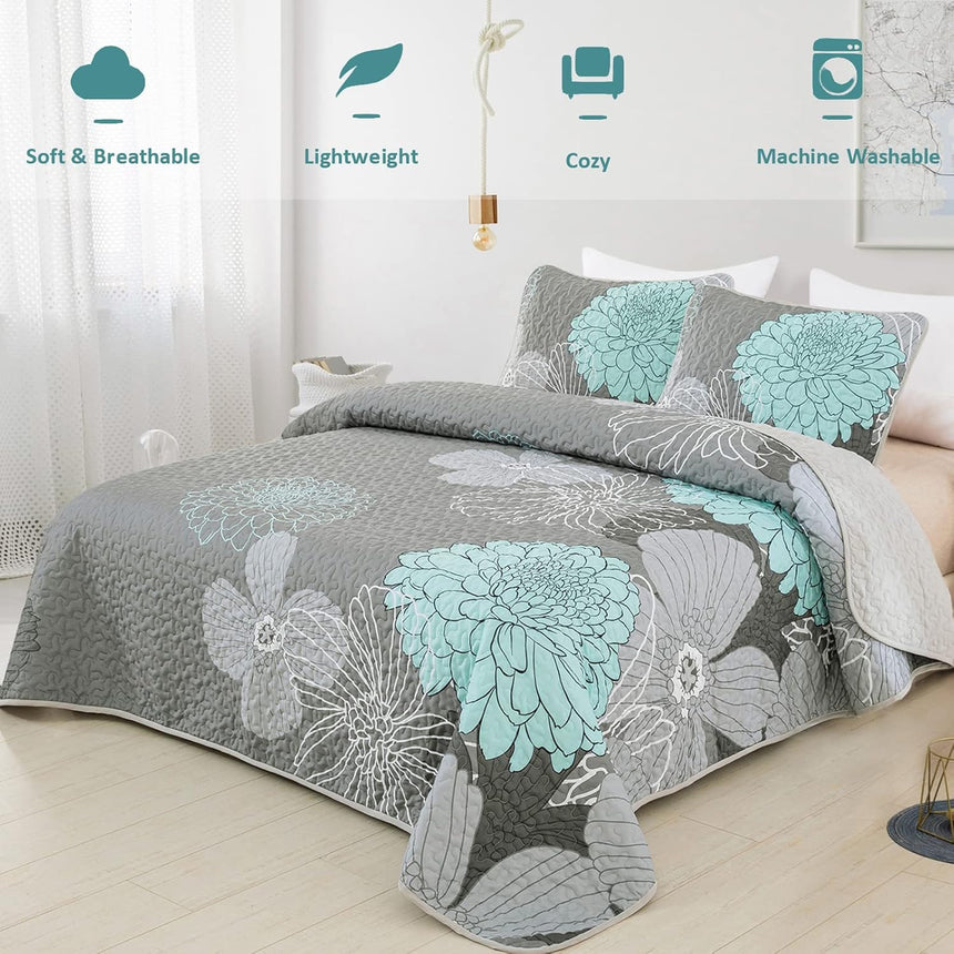 Opulent Quilted Coverlet and Pillowcases Set: The Ultimate in Bedroom Luxury - Queen size