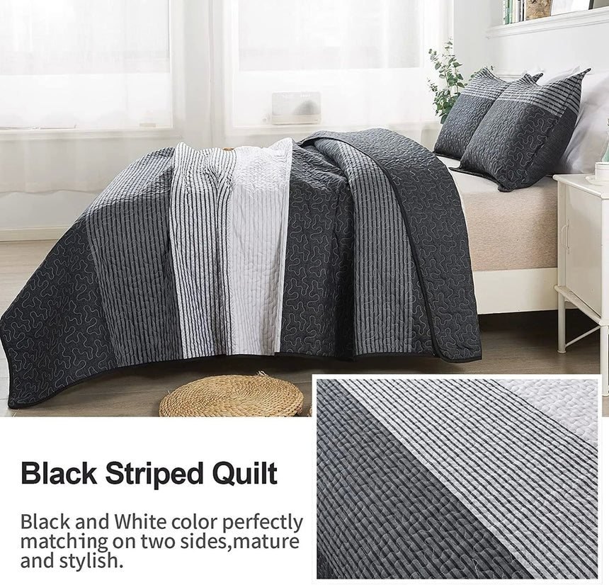 Detailed Quilted Bedspread and Pillowcases Set: A Signature of Quality and Style - Queen size