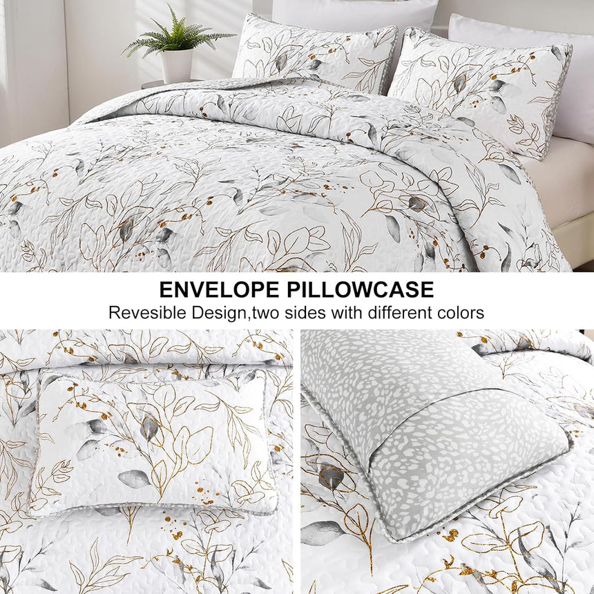 Breathtaking Quilted Coverlet and Pillowcases Set: Transform Your Bedroom's Look - Queen size