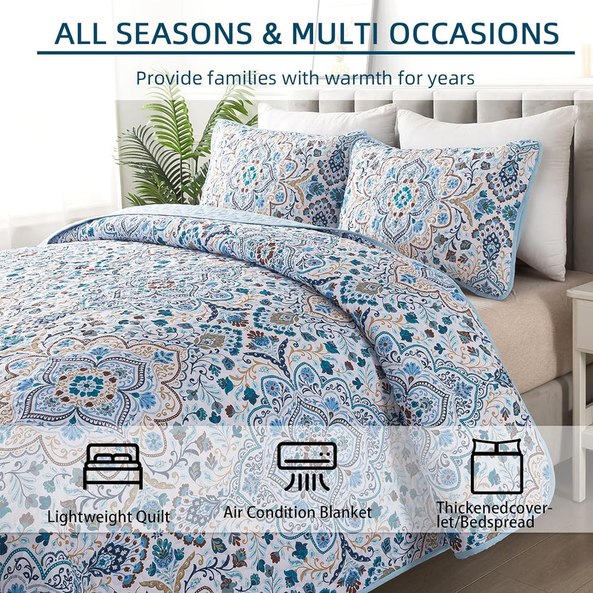 Tasteful Quilted Bedspread and Pillowcases Set: Subtle Sophistication for Your Space - Queen size