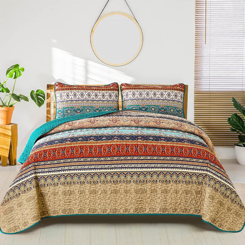 Textured Quilted bedspread and pillowcovers set: Add Depth and Dimension - Queen size