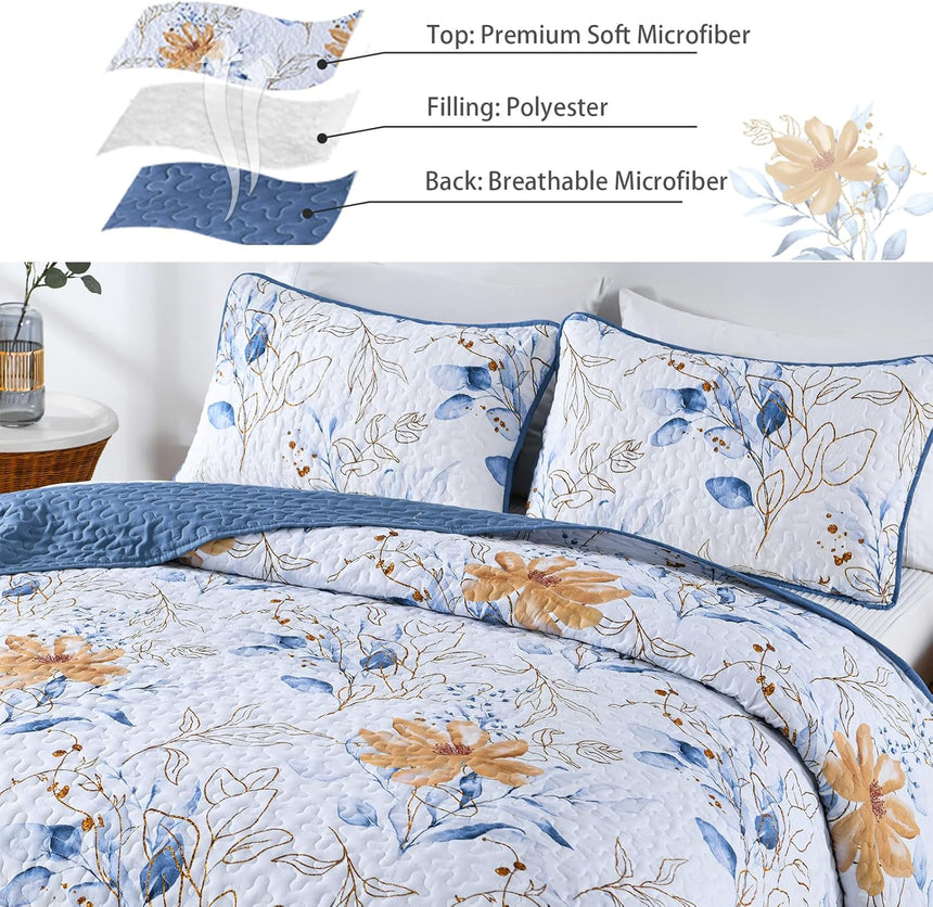 Quietude Quilted coverlet and pillowcovers set: Perfect for Relaxation - Queen size