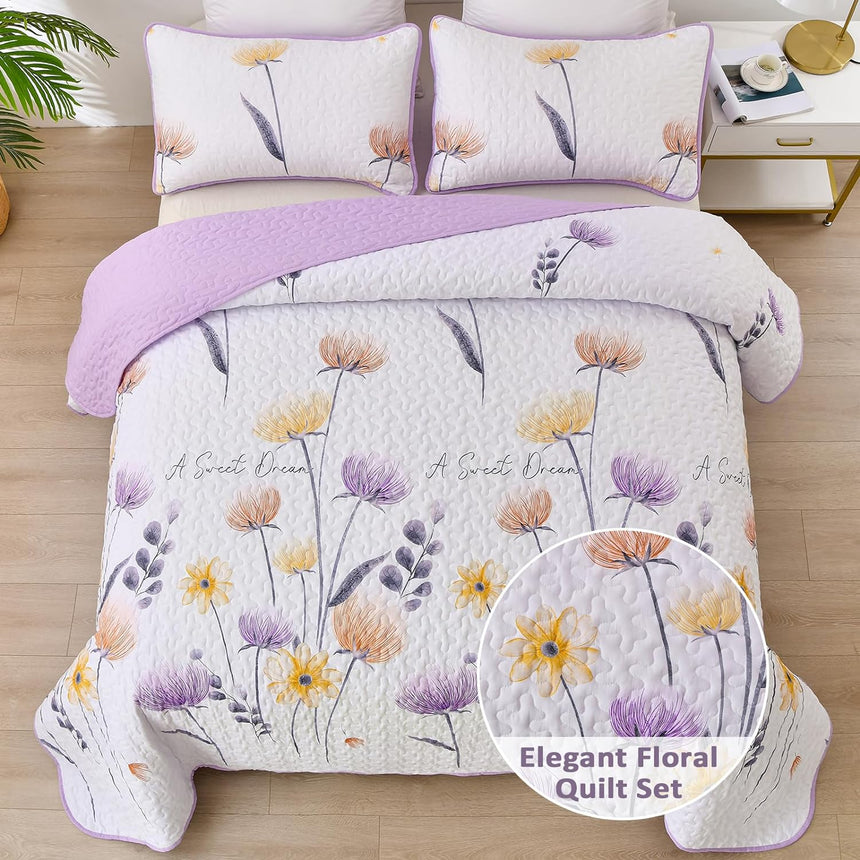 Knit Quilted coverlet and pillowcovers set: Cozy and Textured - Queen size