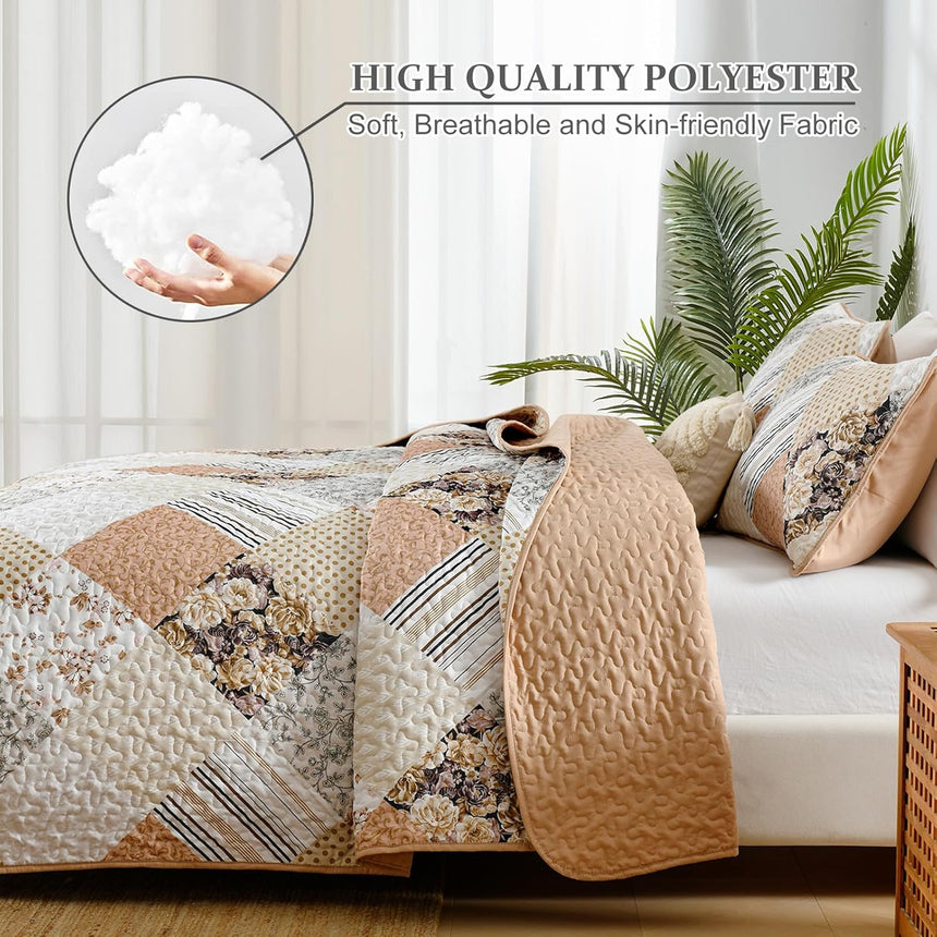 Transcendent Quilted bedspread and pillowcovers set: Elevated Comfort - Queen size