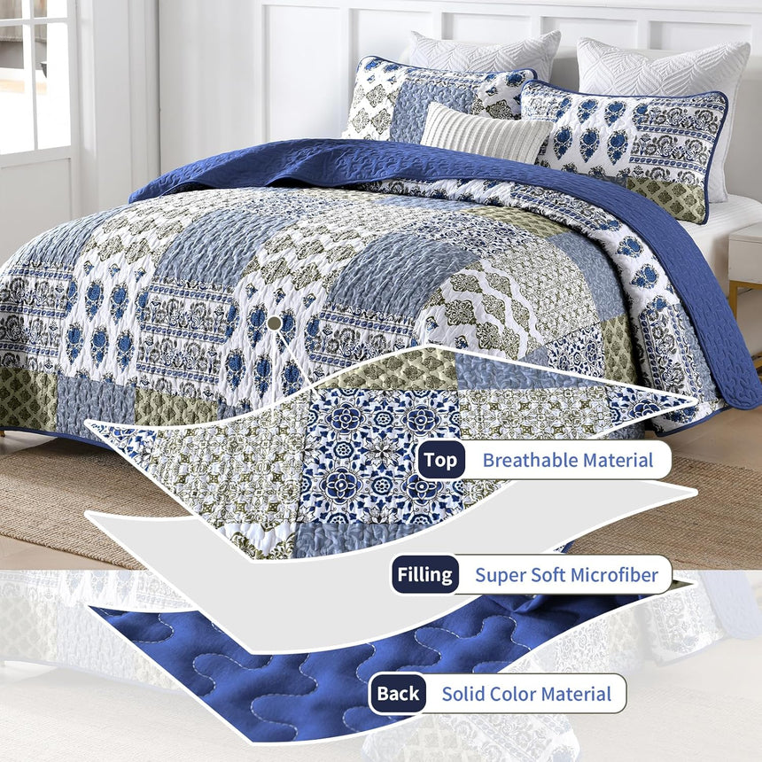 Gorgeous Quilted bedspread and pillowcovers set: Comfortable Elegance - Queen size