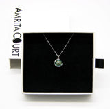 Gift Box - Aroma Necklace White Gold - Planet Celestial Aqua (Light Blue) + Purify Oil Blend