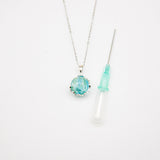 Gift Box - Aroma Necklace White Gold - Planet Celestial Aqua (Light Blue) + Purify Oil Blend