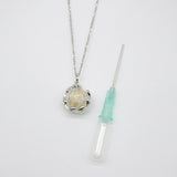 Gift Box - Aroma Necklace White Gold - Planet Stardust Crystal (Gold Clear) + Purify Oil Blend