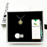 Gift Box - Aroma Necklace White Gold - Planet Stardust Crystal (Gold Clear) + Purify Oil Blend