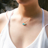 Gift Box - Aroma Necklace 925 Silver, Gold coated - Green Shell Ocean Breeze (Light blue) + Purify Oil Blend