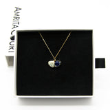 Gift Box - Aroma Necklace 925 Silver, Gold coated - Green Shell Ocean Depth (Dark Blue) + Purify Oil Blend