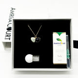 Gift Box - Aroma Necklace 925 Silver, Gold coated - Green Shell Ocean Depth (Dark Blue) + Purify Oil Blend