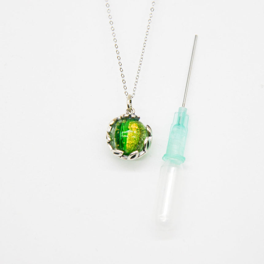 Gift Box - Aroma Necklace White Gold - Planet Aurum Verdant (Gold Green) + Purify Oil Blend