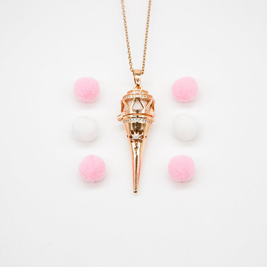 Gift Box - Cone Rose Gold Aroma Necklace + Purify Oil Blend