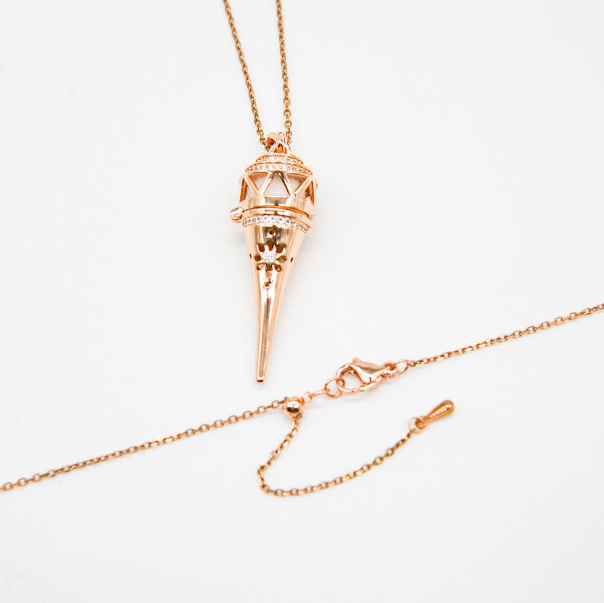 Gift Box - Cone Rose Gold Aroma Necklace + Purify Oil Blend