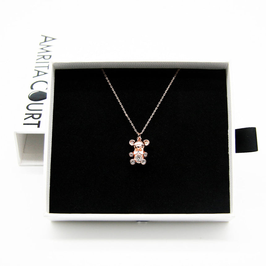 Gift Box - Bear Rose Gold Aroma Necklace + Purify Oil Blend