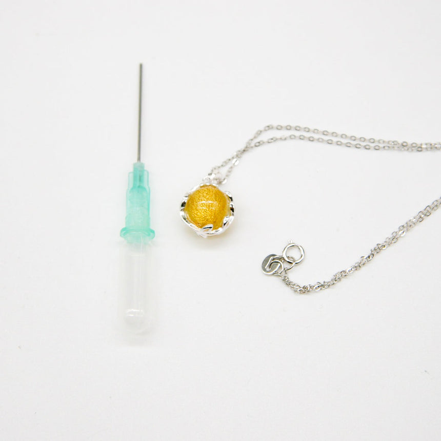 Gift Box - Aroma Necklace White Gold - Planet Jovian Gold (Golden Yellow) + Purify Oil Blend